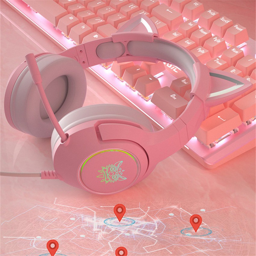 Tai Nghe Chụp Tai ONIKUMA K9 Có Mic Chống Ồn Hình Tai Mèo Dễ Thương Cho Máy Tính/Laptop/Điện Thoại PS4