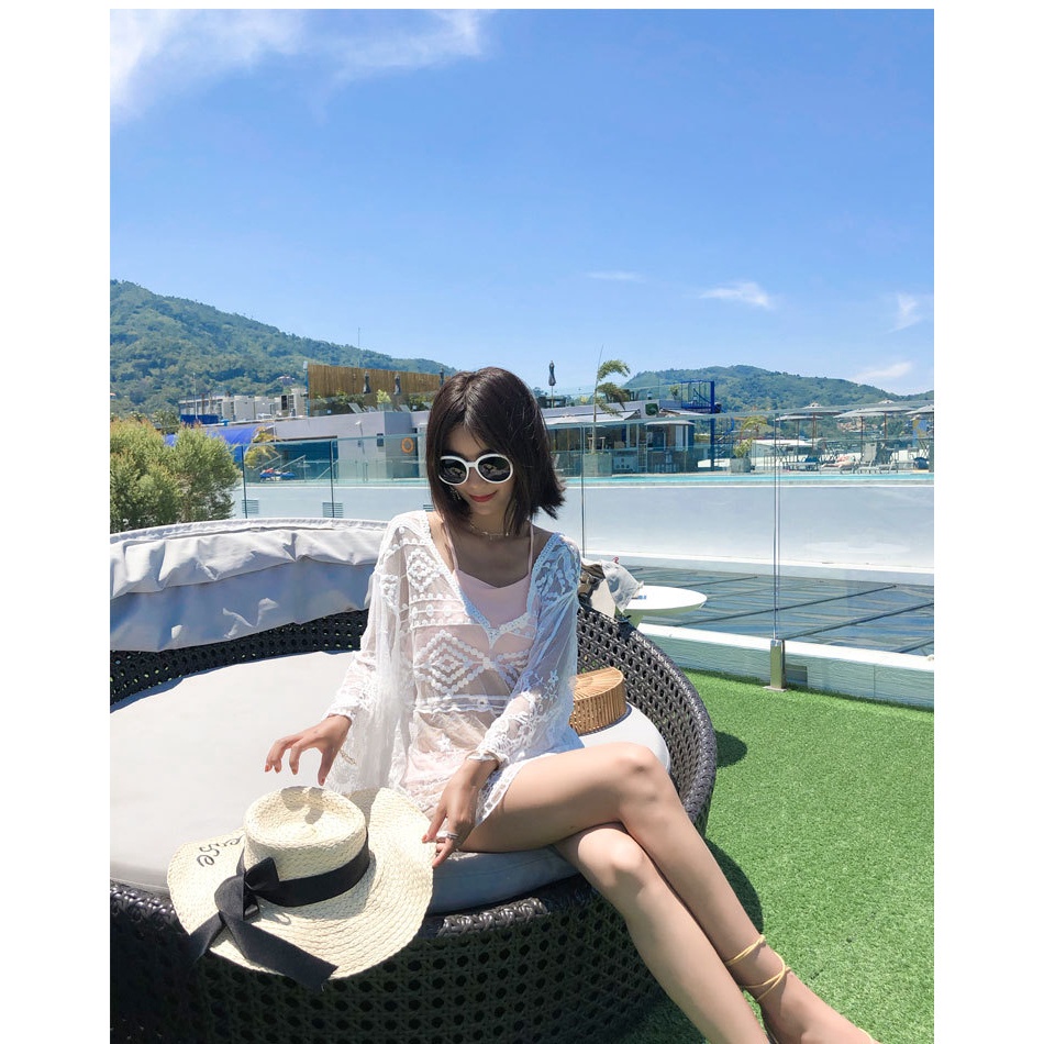 Áo khoác lưới tay cánh dơi cổ chữ V phối dây rút thời trang quyến rũ cho nữ
 | BigBuy360 - bigbuy360.vn