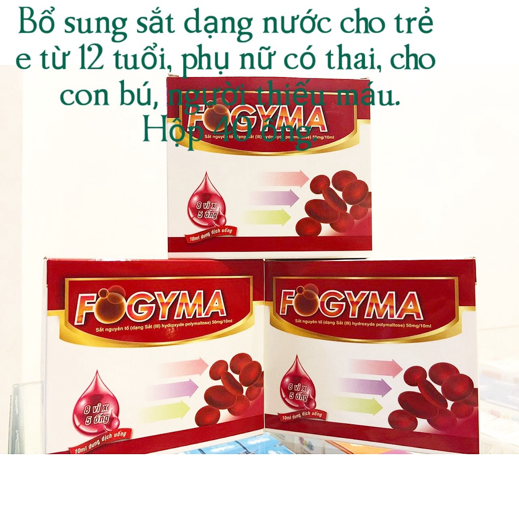 Sắt Fogyma Hộp 40 ống 10ml ,Sắt nước cho phụ nữ mang thai, sau sinh và người thiếu máu (Hàng chính hãng)