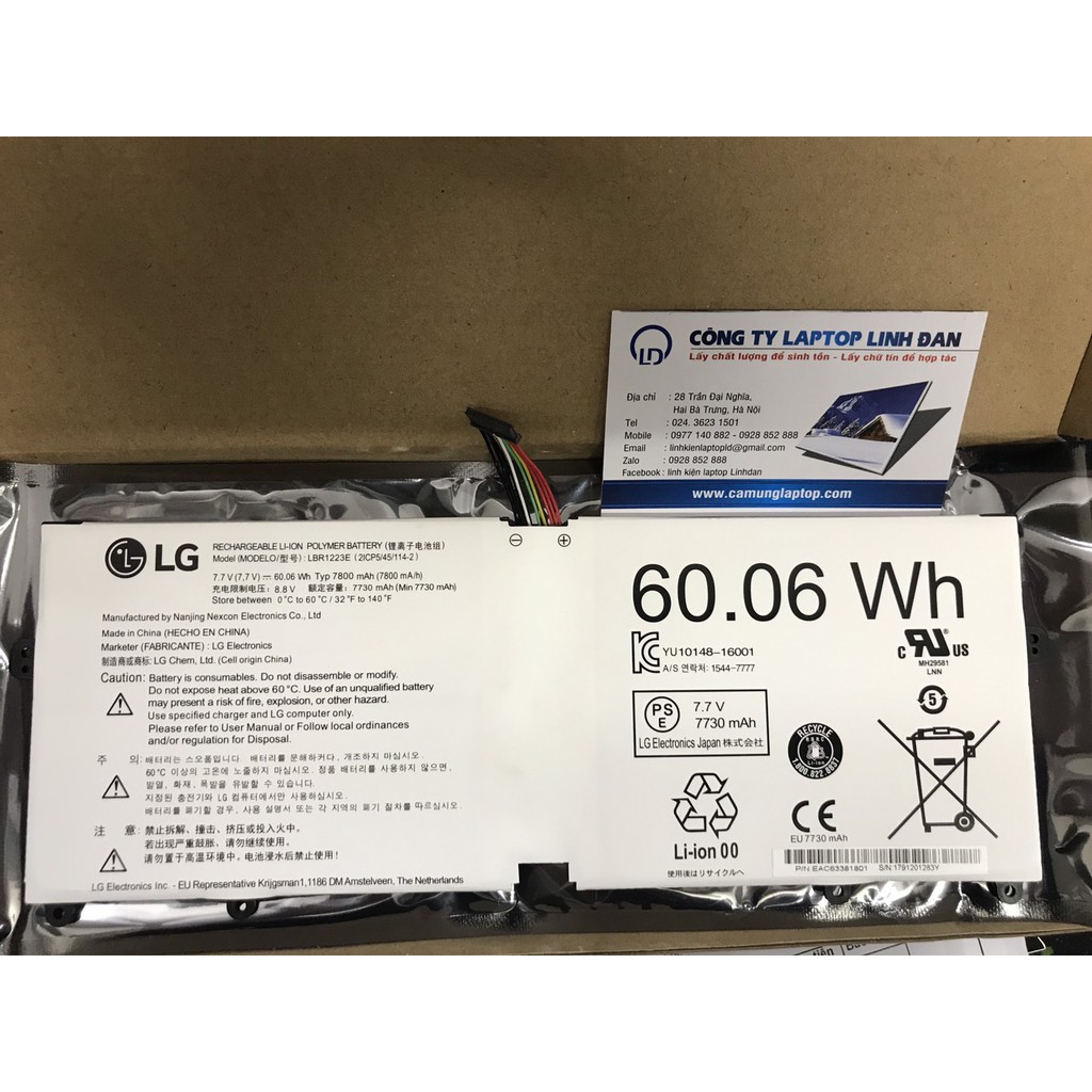 Pin Laptop LG (Original)60.06Wh Gram 13Z970 13Z 970 14Z970 14Z 970 15Z975 15Z 975 (LBR1223E) Battery