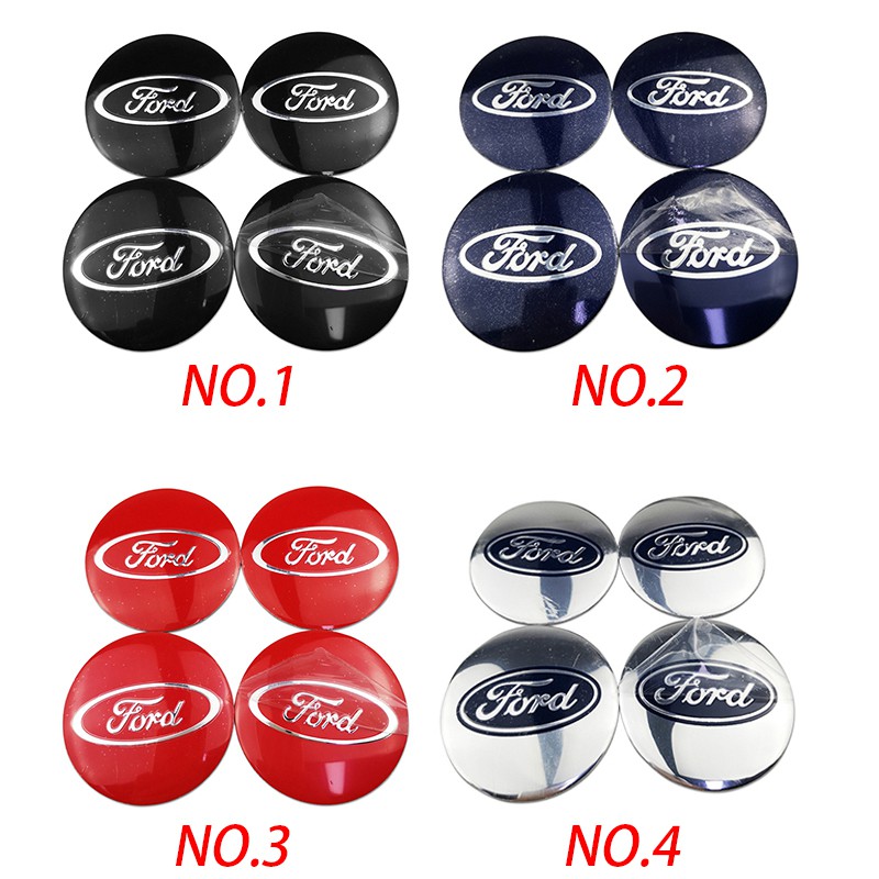 Bộ 4 Miếng Dán Kim Loại 56mm Trang Trí Nắp Trục Bánh Xe Hơi ford escort fiesta focus mustang shelby wolf chip rs st