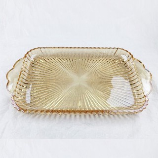 Khay thủy tinh khía cao cấp vàng