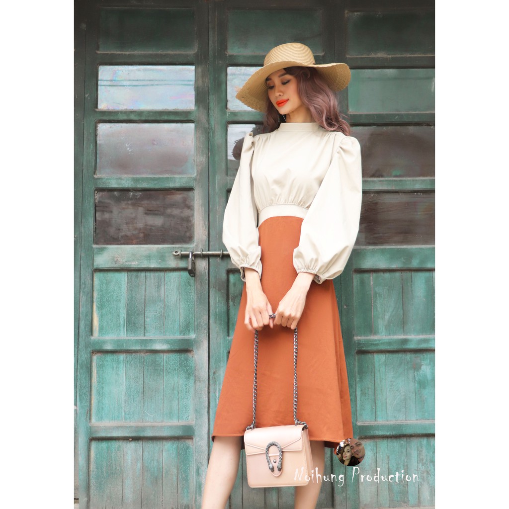 Đầm váy vintage ulzzang công chúa tiểu thư bánh bèo Bohemian boho dáng xòe dài quá gối công sở đi biển đẹp rẻ bigsize