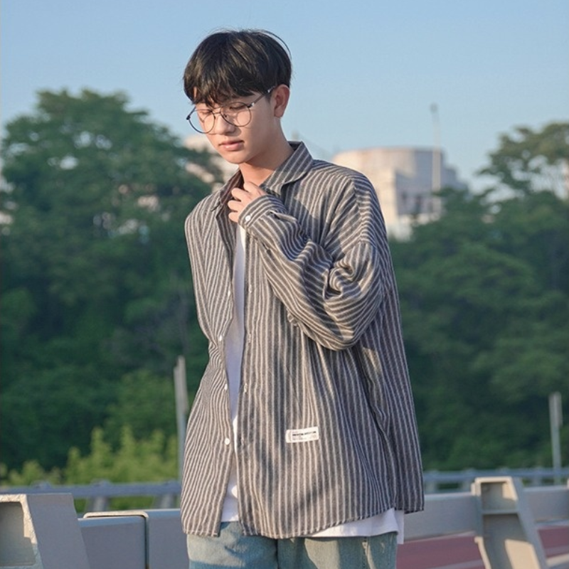 Áo sơ mi tay dài kẻ sọc thời trang Hàn quốc cho nam