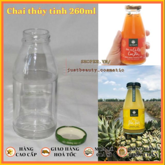 Chai dứa thủy tinh xanh cao cấp đựng thực phẩm nước uống hoặc thực nghiệm 260ml