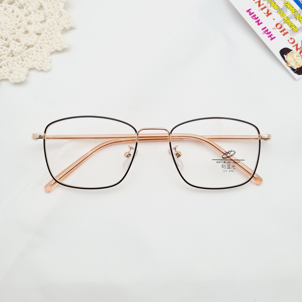 Gọng kính cận nam nữ Hainam Eyewear kim loại, mắt vuông, nhiều màu Y8818