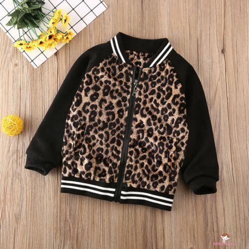 ❤XZQ-Girls Outwear Toddler Baby Girls Leopard Printed Zipper Coat Jacket Casual Outfits