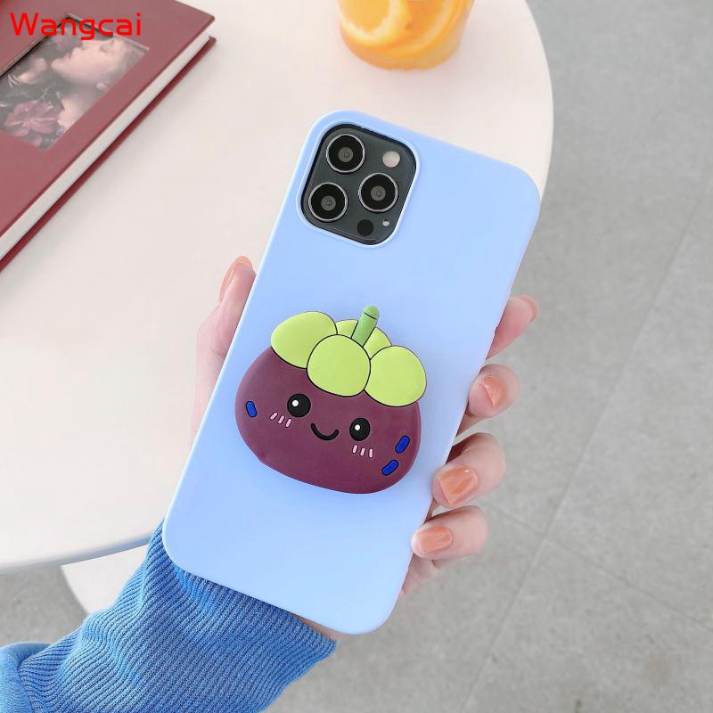 Samsung Galaxy A8 A7 A6 A6+ Plus 2018 2017 Phone Case Fruit Avocado Lemon Durian Peach Orange Strawberry Watermelon Mangosteen Holder Stand Summer Fresh Candy Simple Cartoon Cute Soft TPU Casing Case Cover