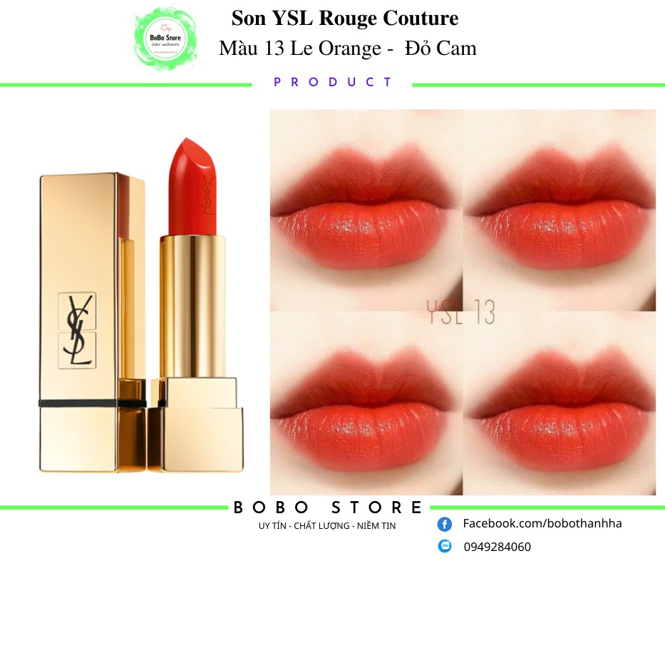 Son YSL Rouge Couture  Màu 13 Le Orange -  Đỏ Cam