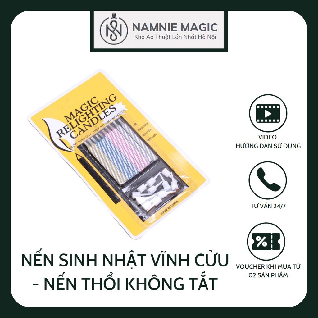 Nến Thổi Không Tắt Ảo thuật , Nến Vĩnh Cửu Ma Thuật Trang Trí Bánh Sinh Nhật Vui Nhộn, Đồ Chơi Troll Bạn Bè