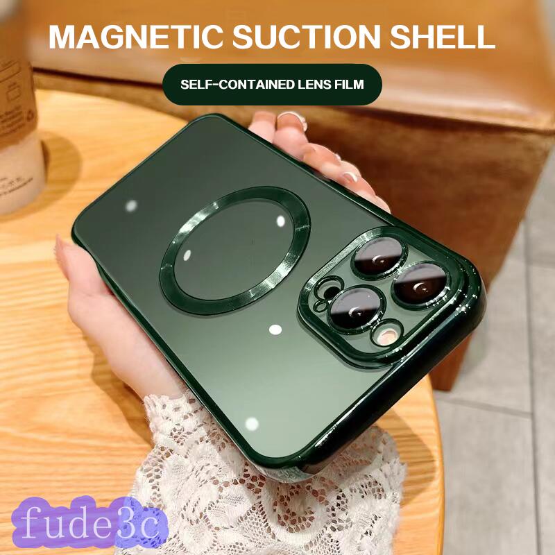 Ốp Điện Thoại Silicon Trong Suốt 6D Có Vòng Kim Loại Từ Tính Bảo Vệ Ống Kính Máy Ảnh Cho iPhone 13 11 12 PRO MAX