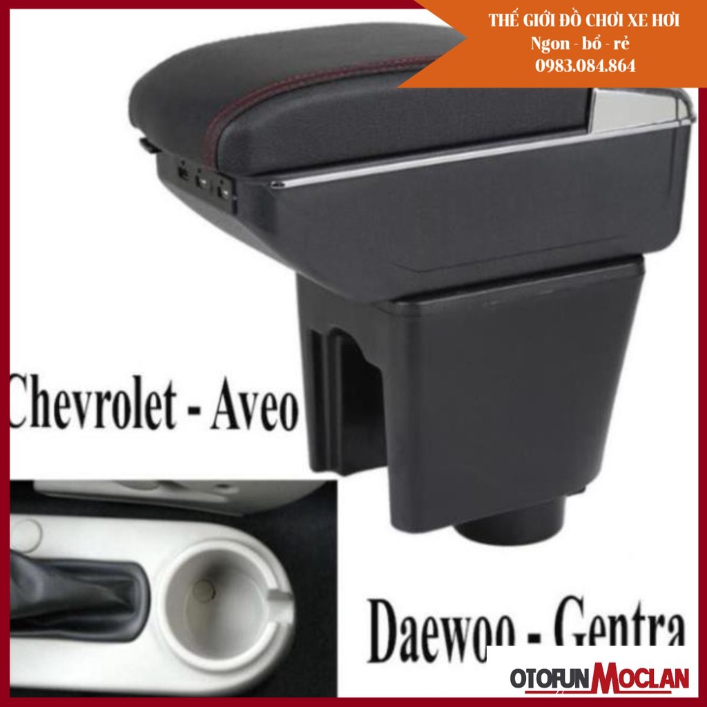 Bệ/Hộp tỳ tay xe hơi Daewoo Gentra và Chevrolet Aveo tích hợp 7 cổng USB Hàng Loại 1