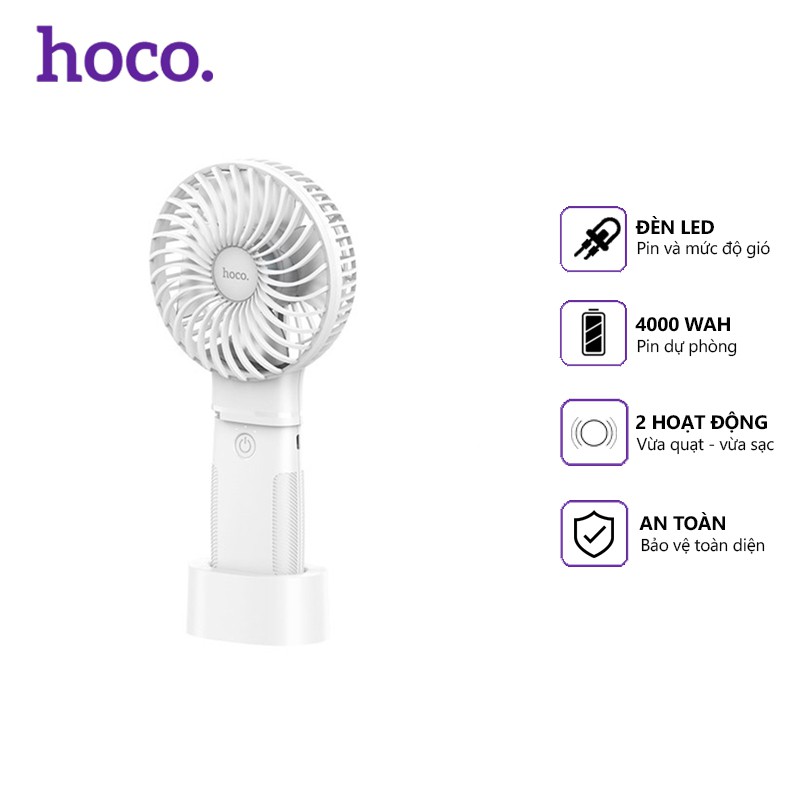 Quạt cầm tay mini Hoco F11 kèm pin dự phòng 4000mah 14.4W