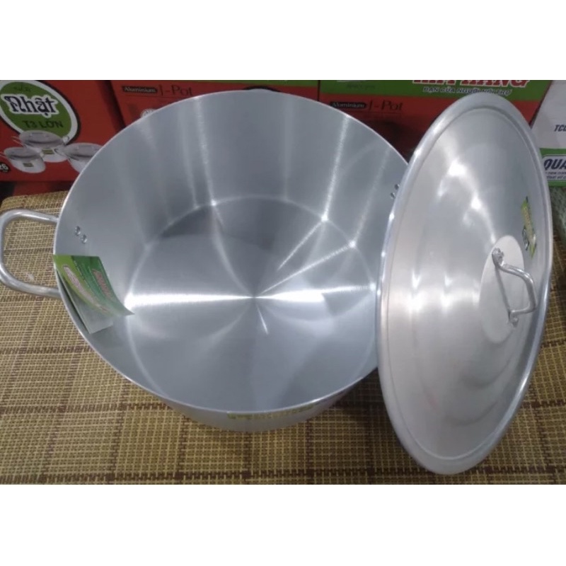 Nồi nhôm chính hãng Kim Hằng nắp bằng size 36cm - 38cm- 40cm- 42cm - 44cm