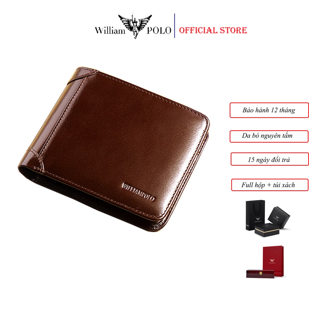 Ví Da Nam Cao Cấp Bóp Nam Da Bò Thật Chính Hãng Williampolo - POLO285