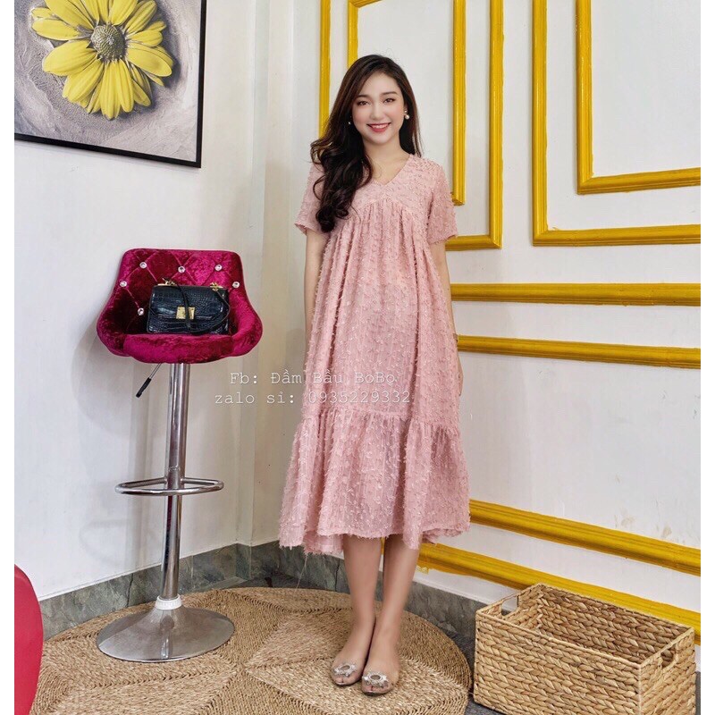 Váy bầu thời trang công sở Aidenshop đầm bầu dự tiệc ren cao cấp pregnant dress mom
