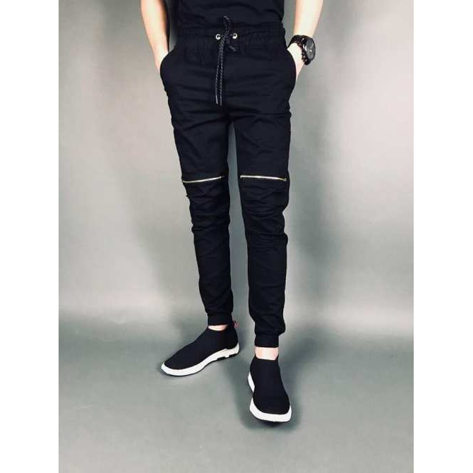 Quần kaki 1 khóa gối Nam Nữ dáng jogger tây âu ống bó thời trang