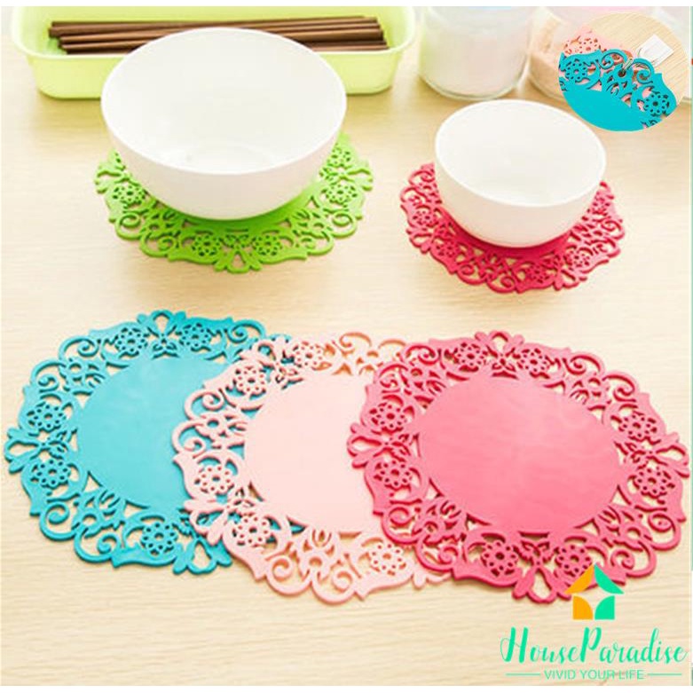 2 Cái!!!Đế Lót Ly Hình Tròn Bằng Silica Gel Cách Nhiệt Chống Trượt Tiện Dụng Cho Gia Đ