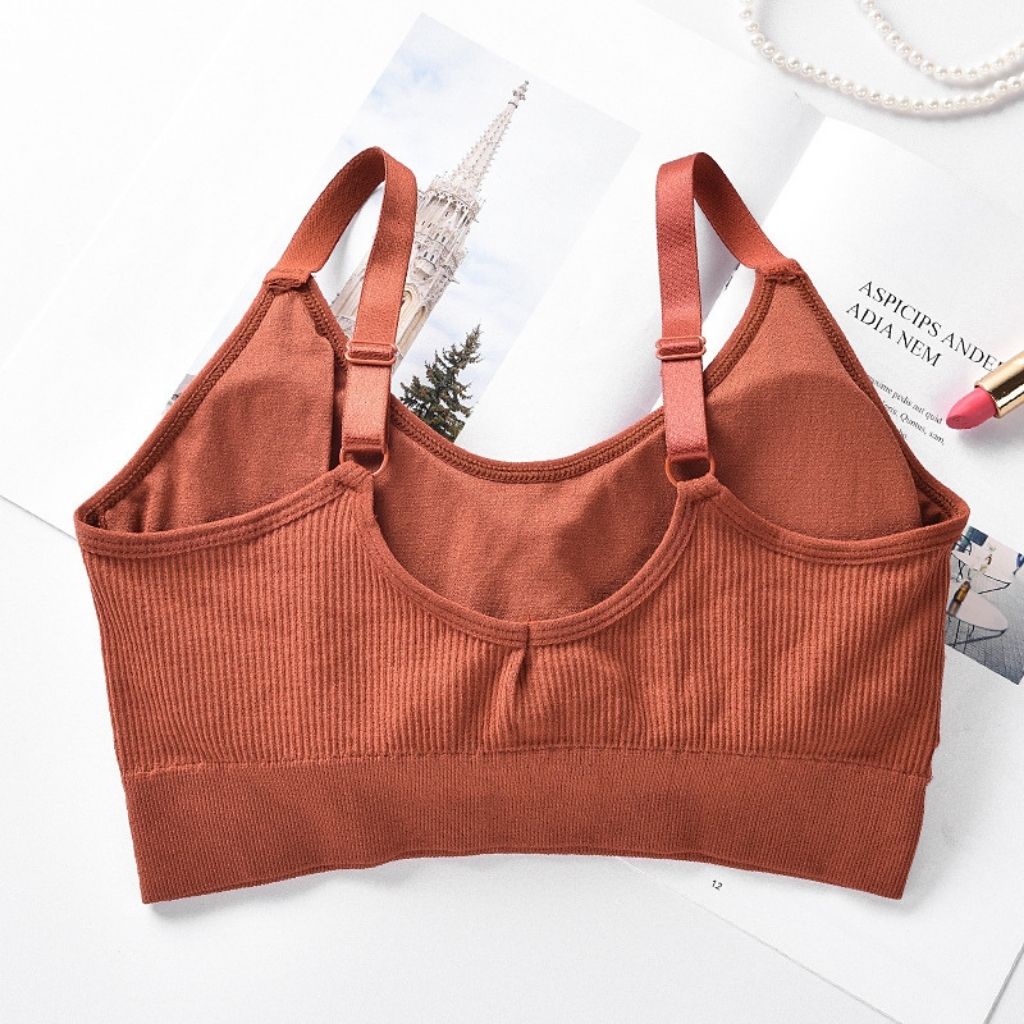 Áo bra tập gym yoga thể thao 2 dây gân tăm, áo lót không gọng viền bo ngực JOCOSI B1182