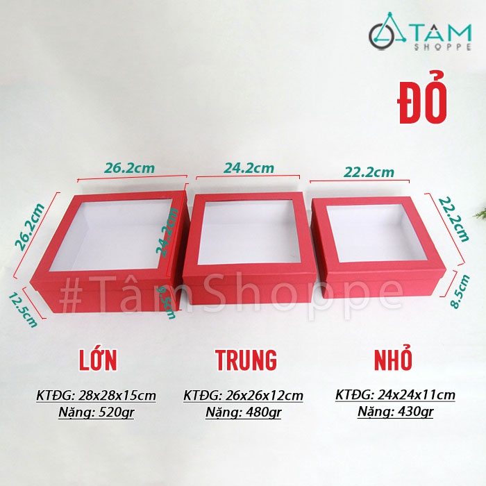 Hộp quà tặng nắp trong suốt đỏ đen HQ-01