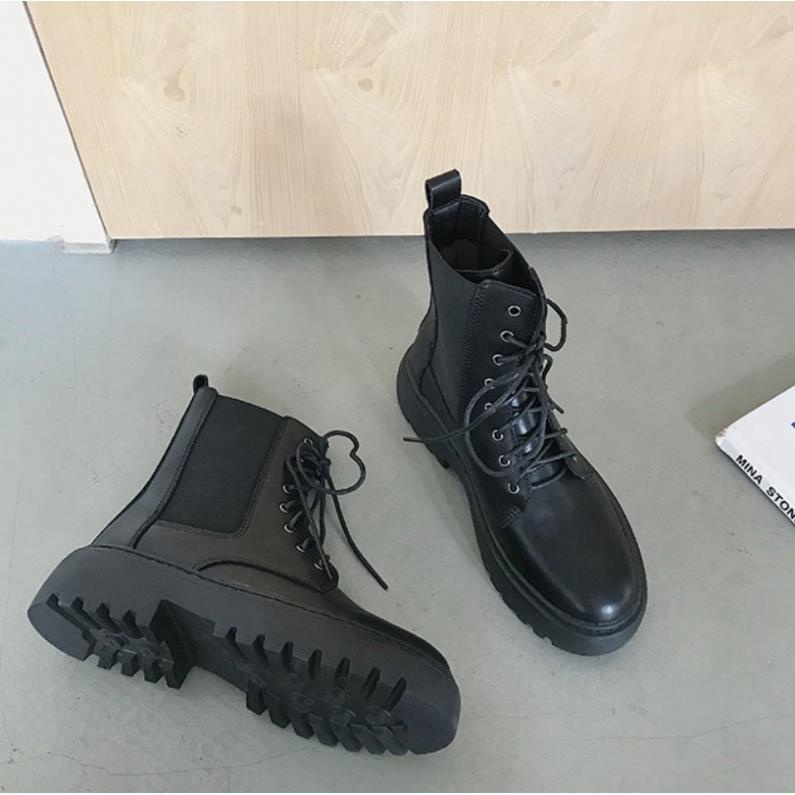 Giày Bốt ulzzang, bốt chiến binh cổ chun siêu hot- 1 màu đen | BigBuy360 - bigbuy360.vn