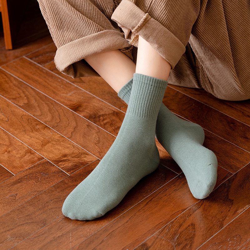 Vớ cotton thêu họa tiết đơn giản phong cách Hàn Quốc mới