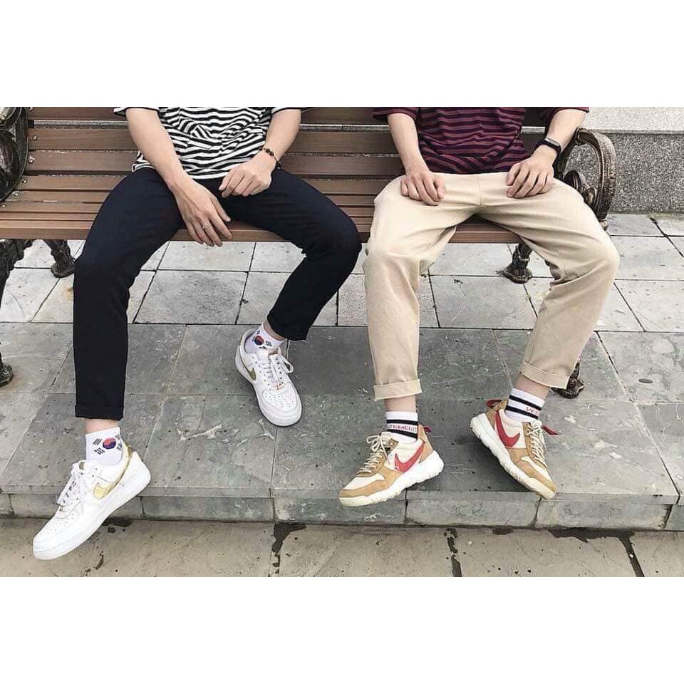 quần kaki xắn ống
