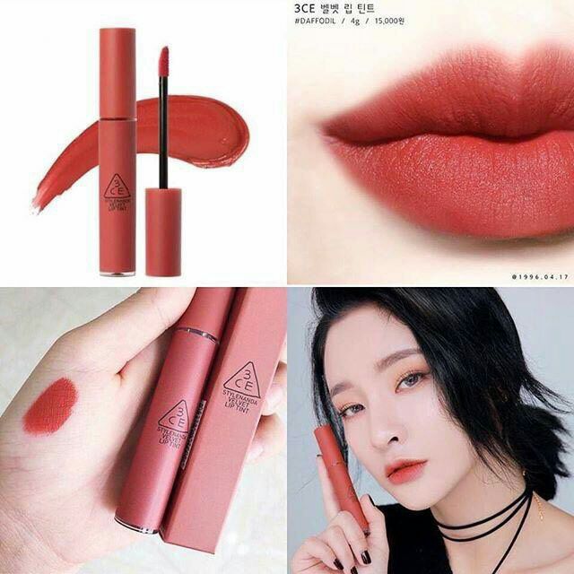 Son 3CE Velvet Lip Tint Daffodil – Màu Đỏ Đất