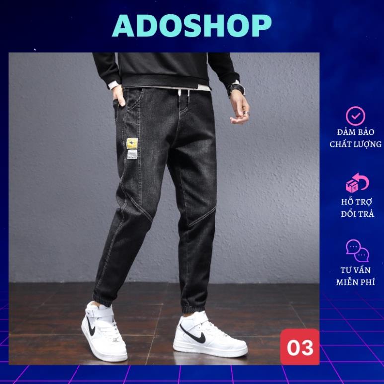 Quần jean jogger nam màu đen đậm bo chân không rách gối chất liệu bò cao cấp co dãn 4 chiều from dáng baggy skinny Q90 !
