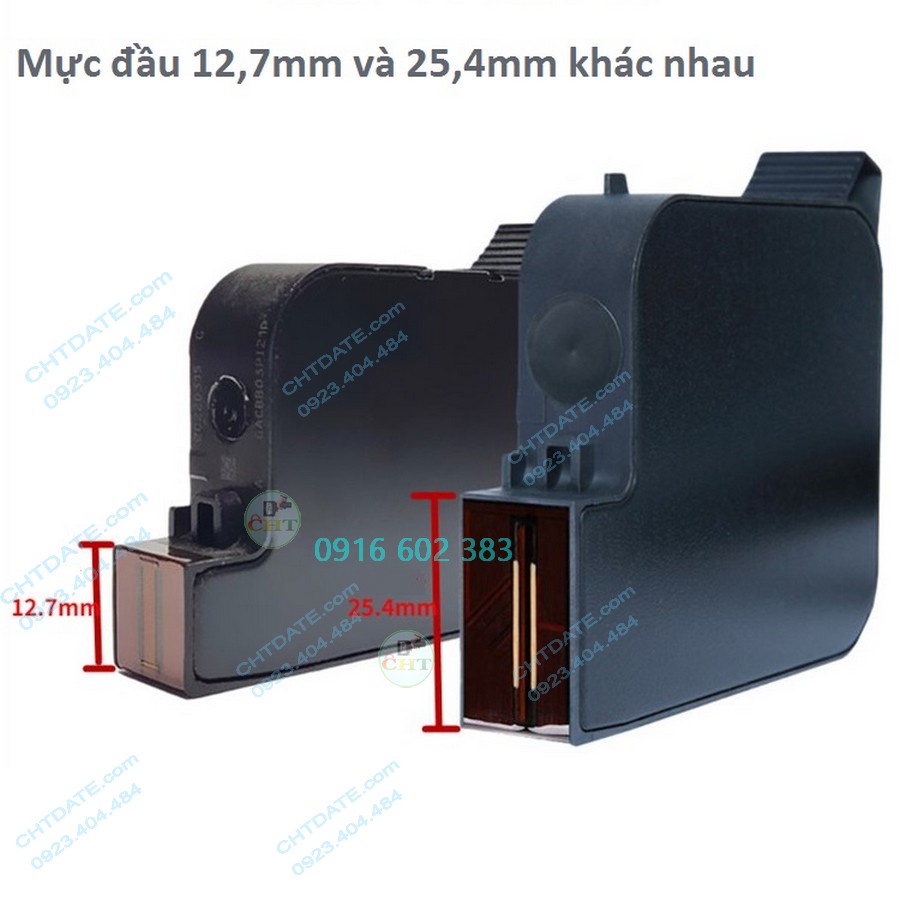 Mực máy in date cầm tay đầu to 25.4mm mực HP bám dính tốt, khô nhanh