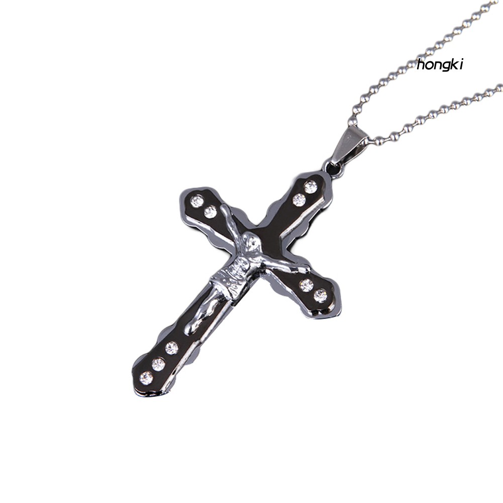 Vòng cổ mặt thánh giá đính đá pha lê thời trang cho nam
