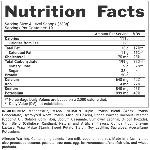 NUTREX MASS INFUSION - MASS TĂNG CÂN TĂNG CƠ CHẤT LƯỢNG
