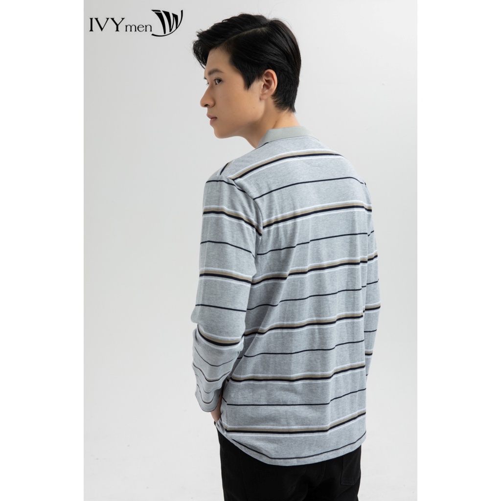 Áo thun nam kẻ cổ kéo khóa IVY moda MS 58E2841