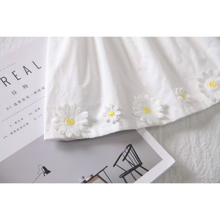 Đầm công chúa 2 dây họa tiết caro phối hoa thời trang cho bé gái