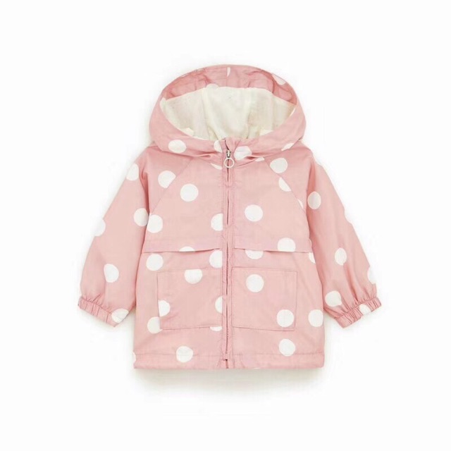 Áo khoác gió chấm bi hồng xuất xịn