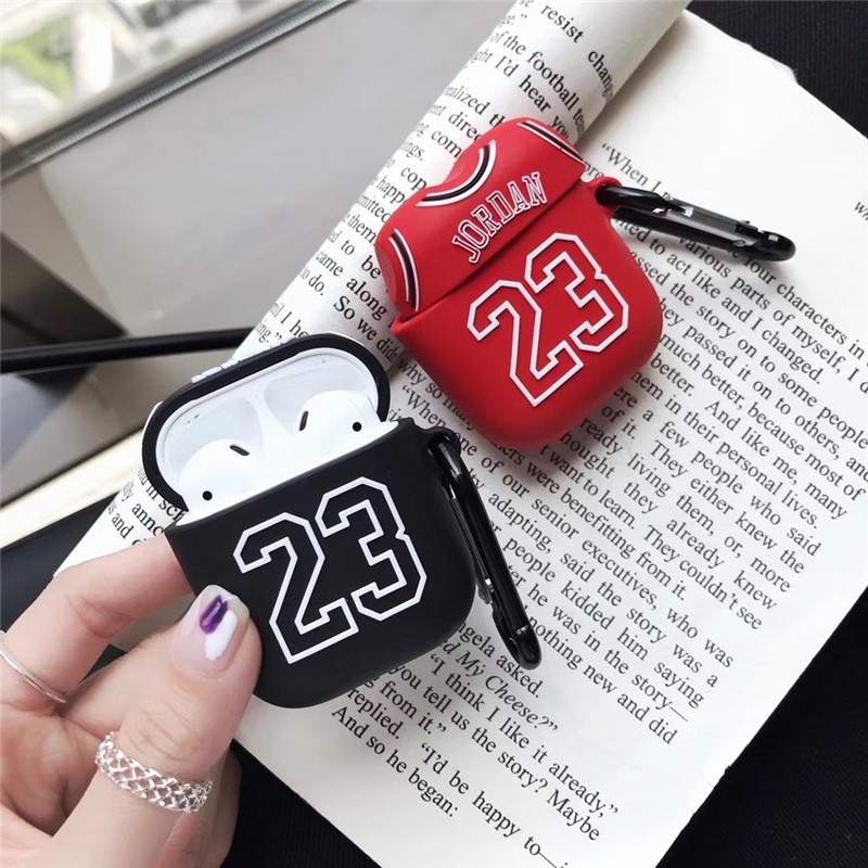 Ốp lưng silicon Airpods có móc Jordan Lakers Bóng rổ Vỏ bảo vệ mềm cho Apple Airpods 1 / 2