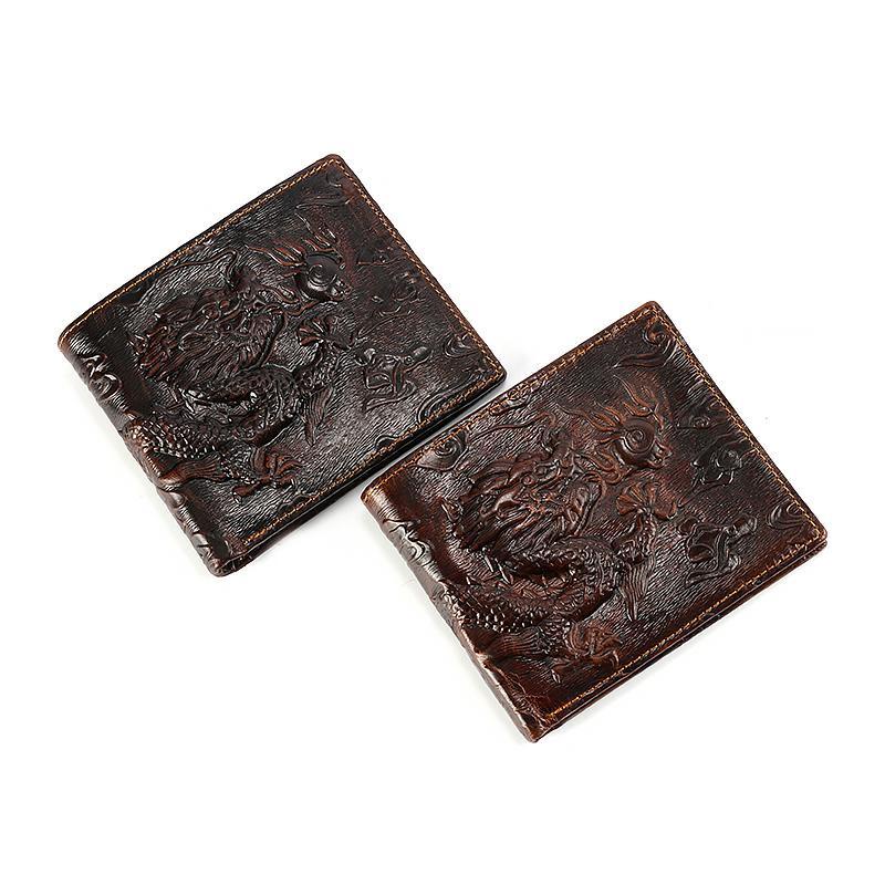 Ví Da Sáp Dầu Dập Nổi Hình Rồng Sang Trọng Cho Nam 8.12
