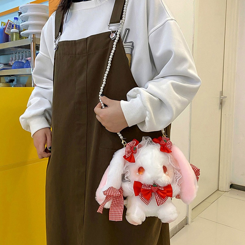 XIXI Túi Đeo Chéo Hình Thỏ Nhồi Bông Đính Nơ Phong Cách Lolita Dễ Thương Dành Cho Bé Gái