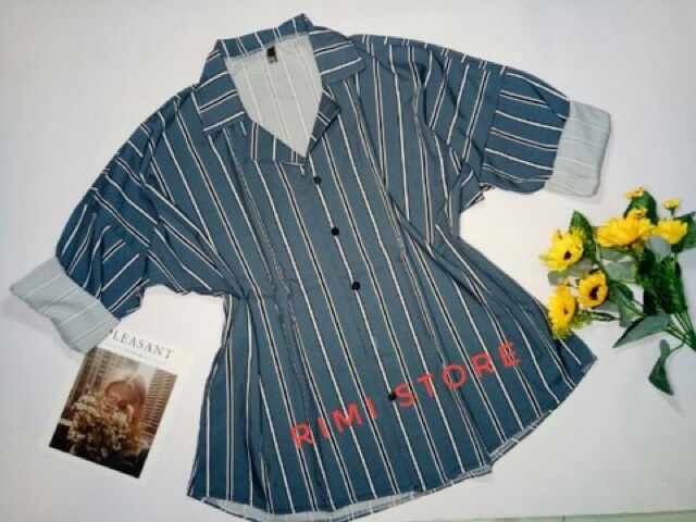 Áo Kiểu Sơ mi over size sọc cá tính MH