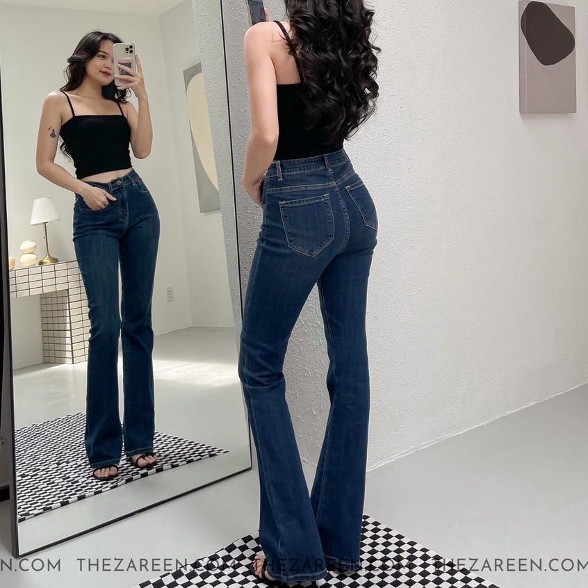 ZAREEN | QUẦN JEANS LOE LƯNG CAO BASIC ZAREEN JEA140 XANH NHẠT