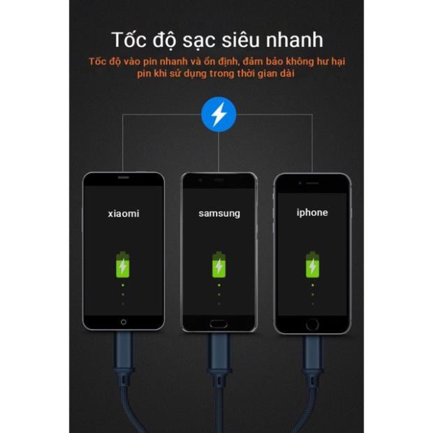 Cáp sạc 3 đầu REMAX 3in1 ( type c, micro, iphone)