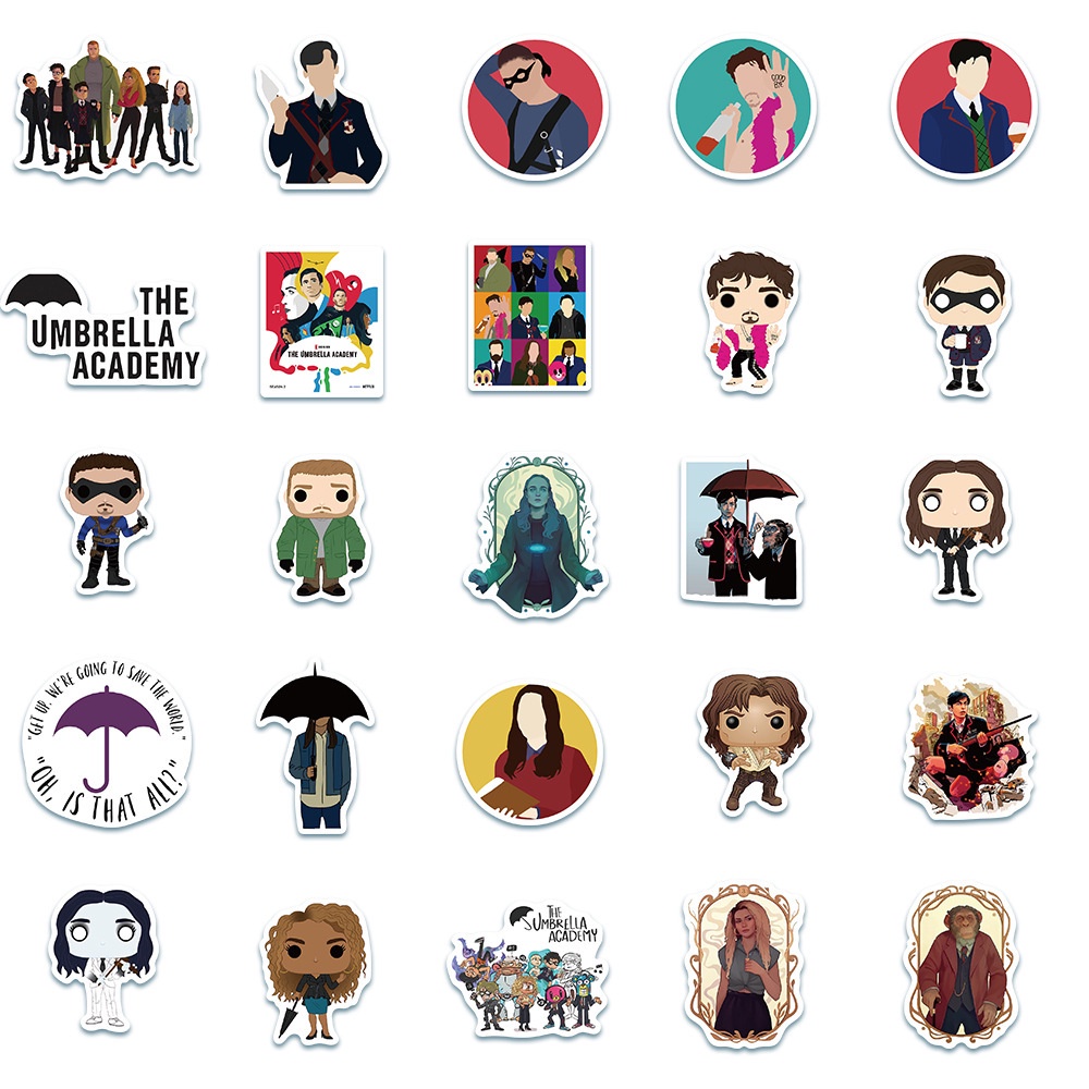 100 / 50 Sticker Dán Trang Trí Ván Trượt, Laptop, Điện Thoại Hình The Umbrella Academy