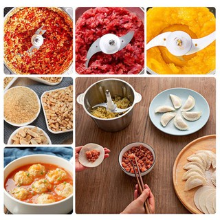 Máy Xay Thịt Cối Inox 4 Lưỡi Đa Năng Siêu Sắc Bén, Xay Tỏi Ớt Rau Củ Quả Bảo Hành 3 Tháng