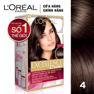 Chính hãng có hóa đơn Màu nâu tự nhiên số 4 thuốc nhuộm tóc phủ bạc L'oreal paris 172 ml Loreal