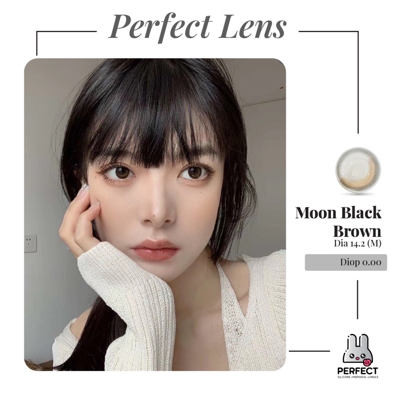 Lens Mắt , Kính Áp Tròng MOON BLACK BROWN Không Độ , DIA 14.2 , Cho Mắt Nhạy Cảm Giá Sale