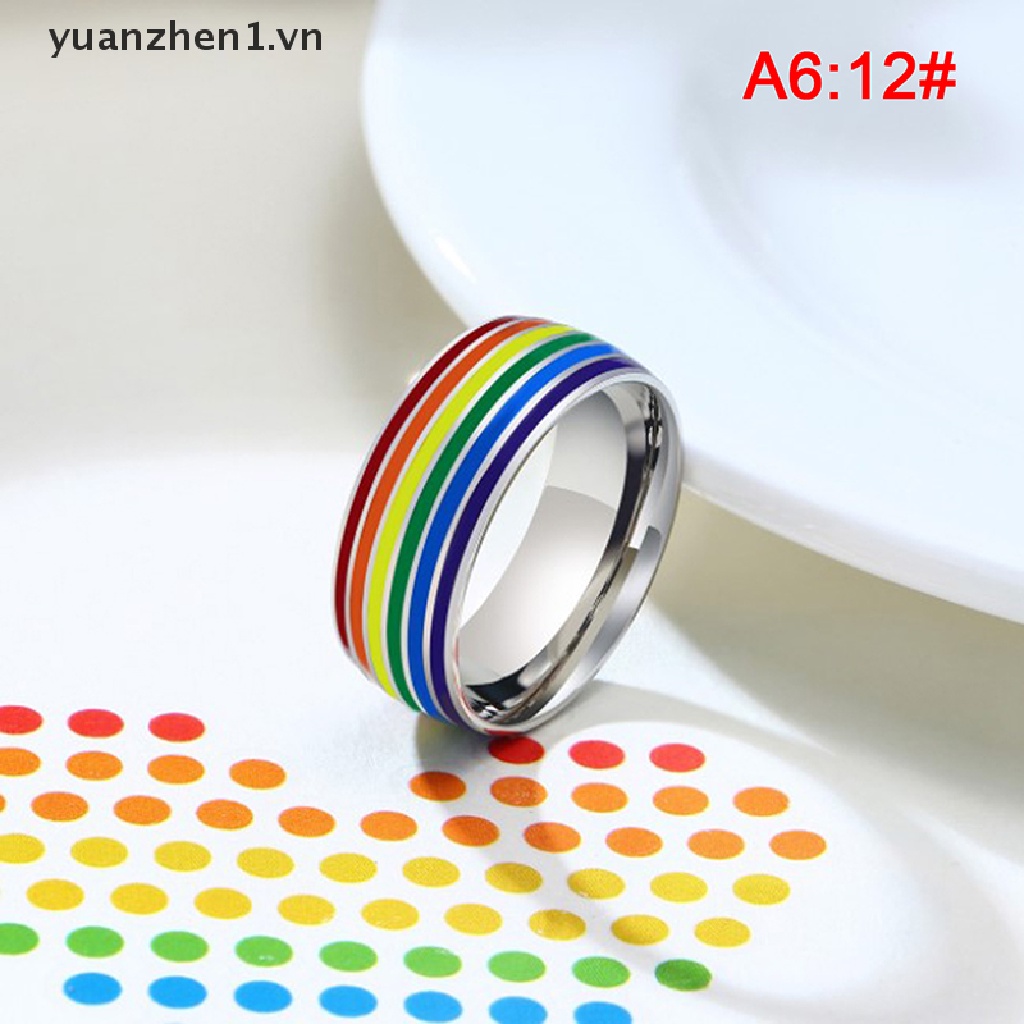 Nhẫn Cầu Vồng LGBT Bằng Thép Không Gỉ
