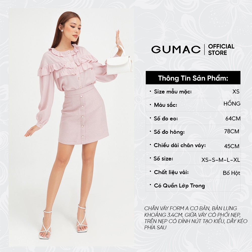 [Mã WABRGUD1 giảm 10% đơn 99K] Chân váy nữ gấm nẹp giả GUMAC đủ màu, đồ công sở thanh lịch VB408