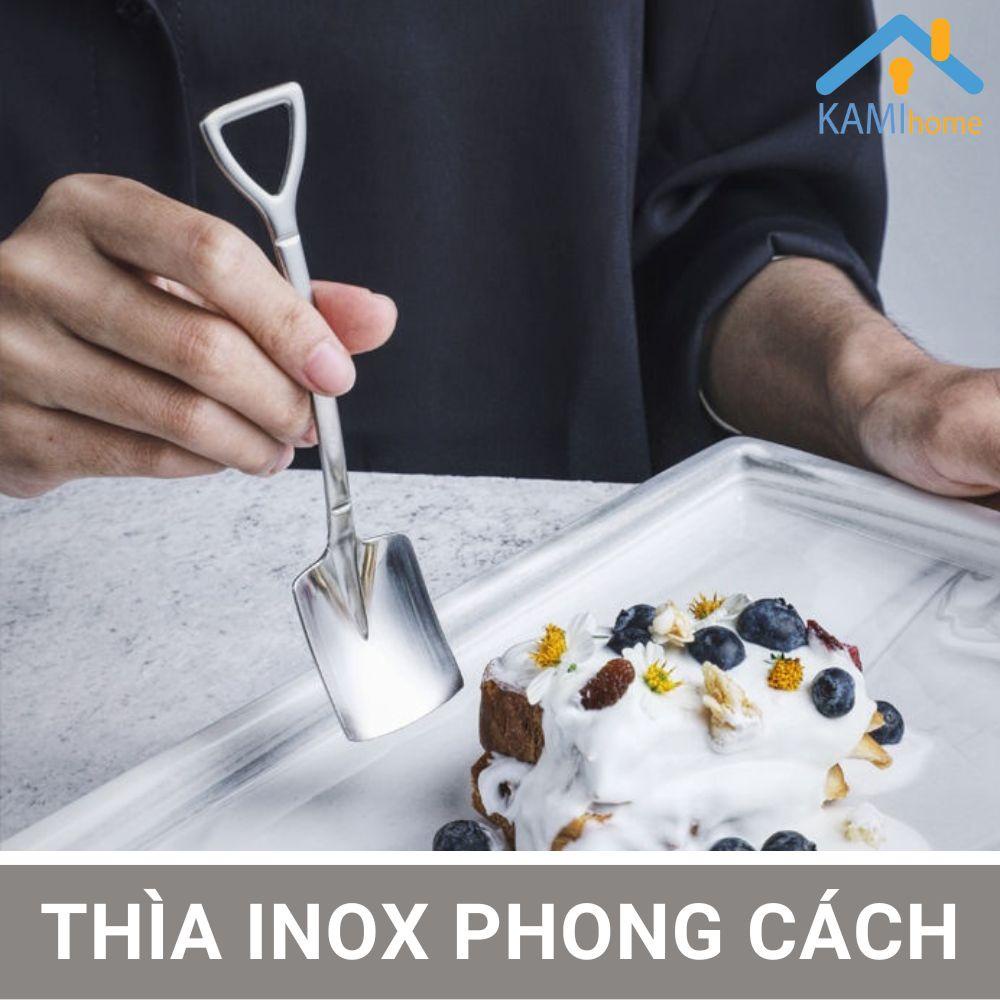 Thìa muỗng Inox hình Xẻng phong cách ăn đồ tráng miệng và trang trí KM 20103