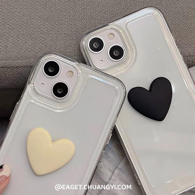 Ốp iphone Space trong suốt hình trái tim nổi Silicon dẻo viền vuông 7/8/7plus/8plus/x1/11promax/12/12promax/13/13pro/max