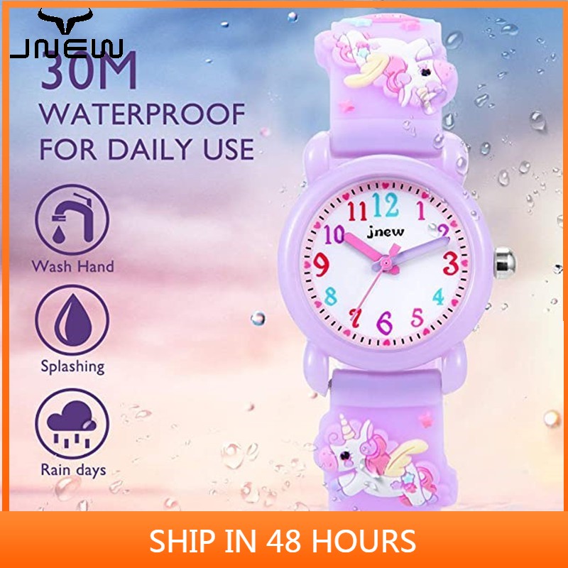 ins pink pink blue children's watch 3d unicorn girl watch student chronograph quartz watch 30m waterproof kid watch